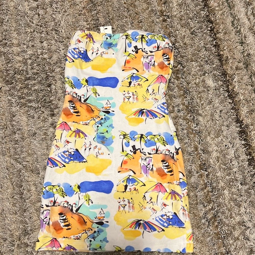 Frankie's Bikinis Multicolor Tropical Print Mini Dress